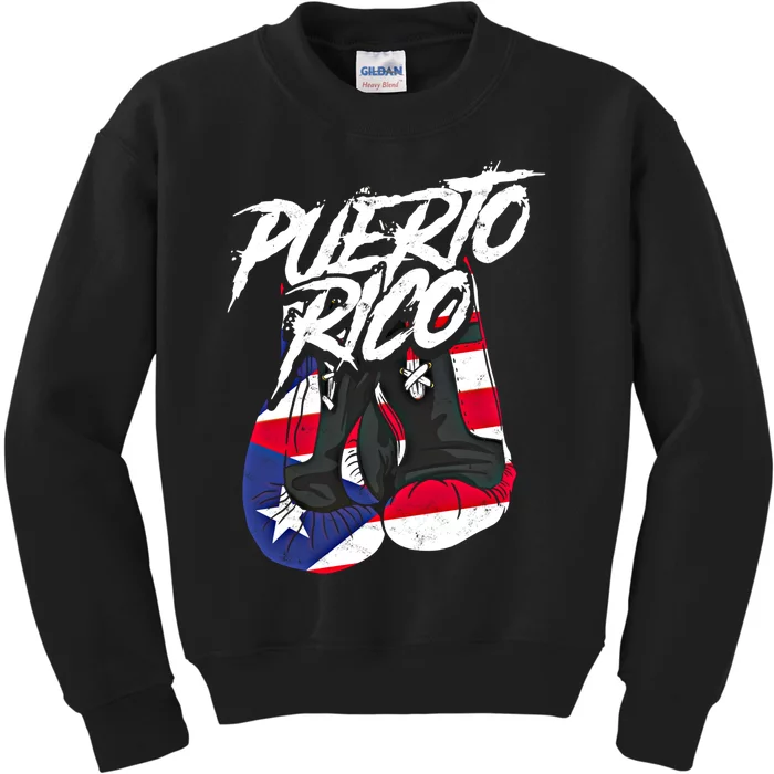 Puerto Rico In Boxing Gloves Hispanic Boxing Fighter Gift Kids Sweatshirt