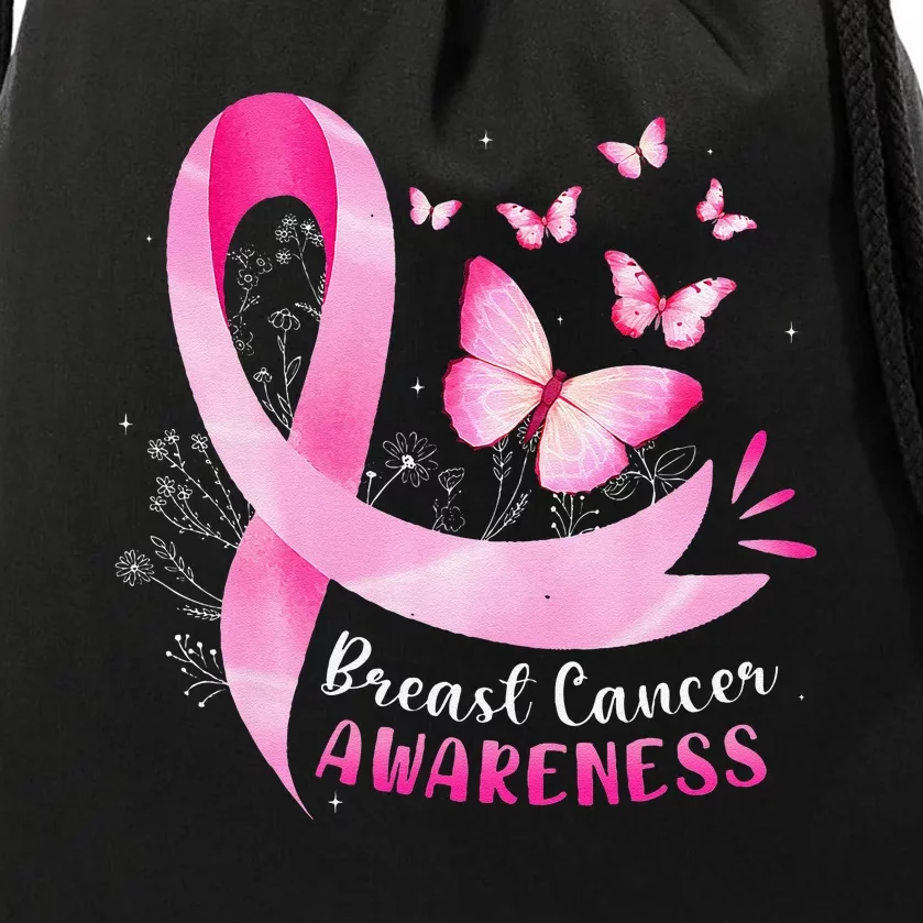 Pin.K Ribbon In October We Wear Pin.K Breast Cancer Awareness Drawstring Bag