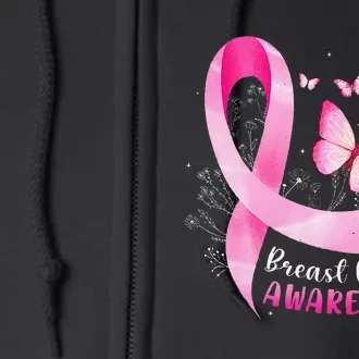 Pin.K Ribbon In October We Wear Pin.K Breast Cancer Awareness Full Zip Hoodie