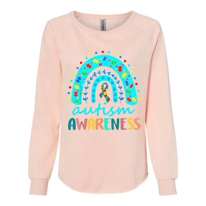 Puzzle Rainbow In April We Wear Blue Autism Awareness Month Womens California Wash Sweatshirt