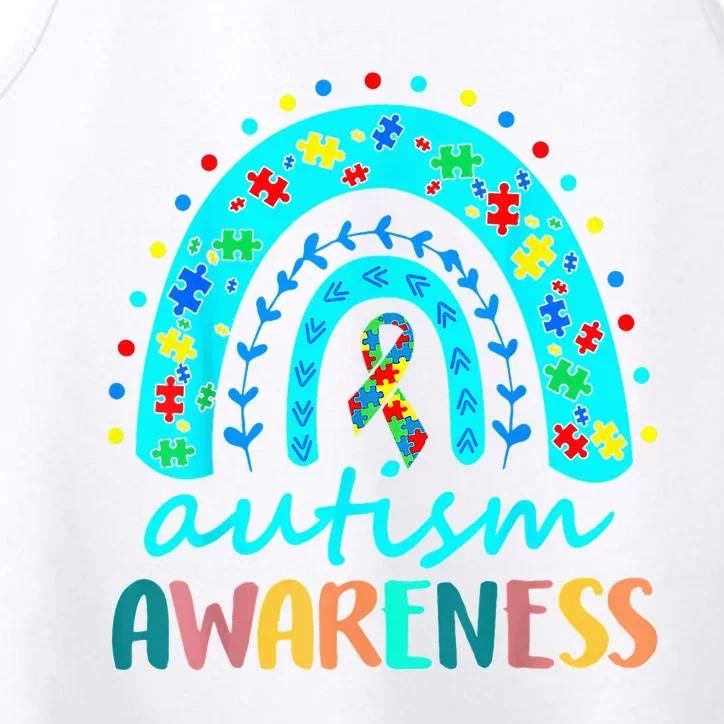 Puzzle Rainbow In April We Wear Blue Autism Awareness Month Performance Tank