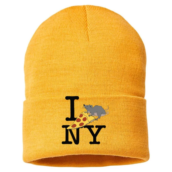 Pizza Rat Ironic Sustainable Knit Beanie