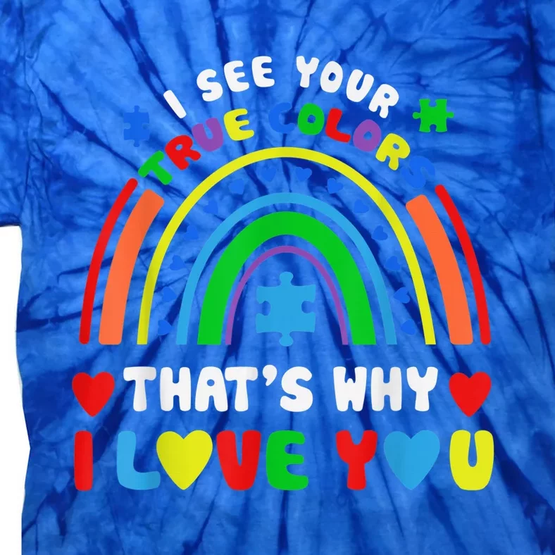 Puzzle Rainbow In April We Wear Blue Autism Awareness Month Tie-Dye T-Shirt