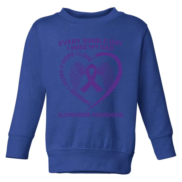 Purple Ribbon In Memory Of Dad Alzheimers Awareness Graphic Gift Toddler Sweatshirt