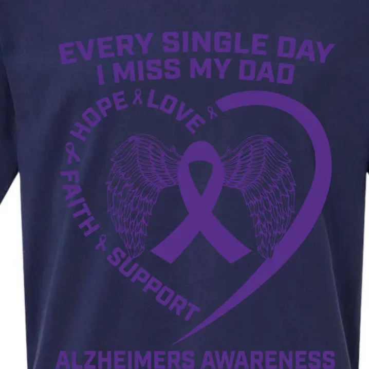 Purple Ribbon In Memory Of Dad Alzheimers Awareness Graphic Gift Sueded Cloud Jersey T-Shirt