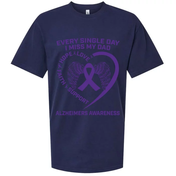 Purple Ribbon In Memory Of Dad Alzheimers Awareness Graphic Gift Sueded Cloud Jersey T-Shirt