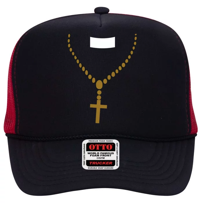 Priest Costume Cross Religion High Crown Mesh Trucker Hat