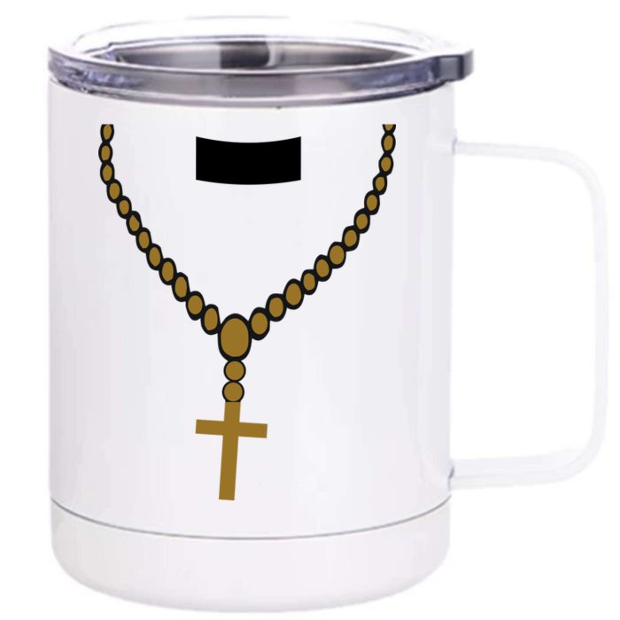 Priest Costume Cross Religion Front & Back 12oz Stainless Steel Tumbler Cup