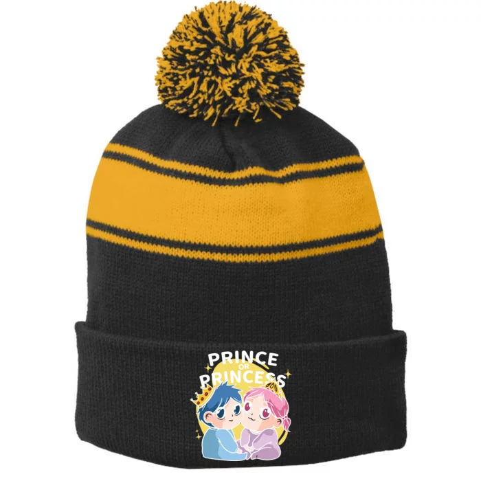 Prince Or Princess Babies Stripe Pom Pom Beanie