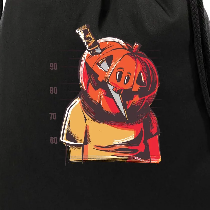 Prisoner Pumpkin Mug Shot Drawstring Bag