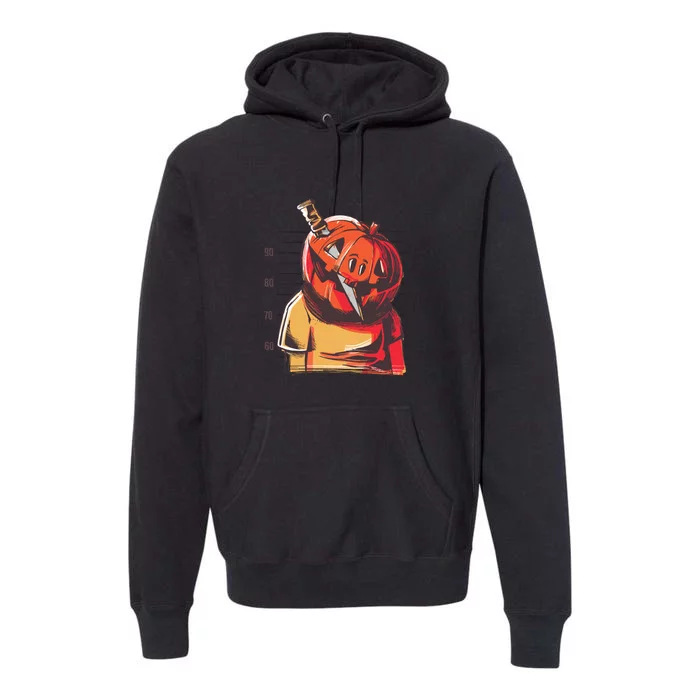 Prisoner Pumpkin Mug Shot Premium Hoodie