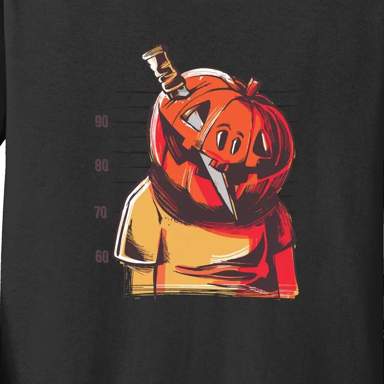 Prisoner Pumpkin Mug Shot Kids Long Sleeve Shirt