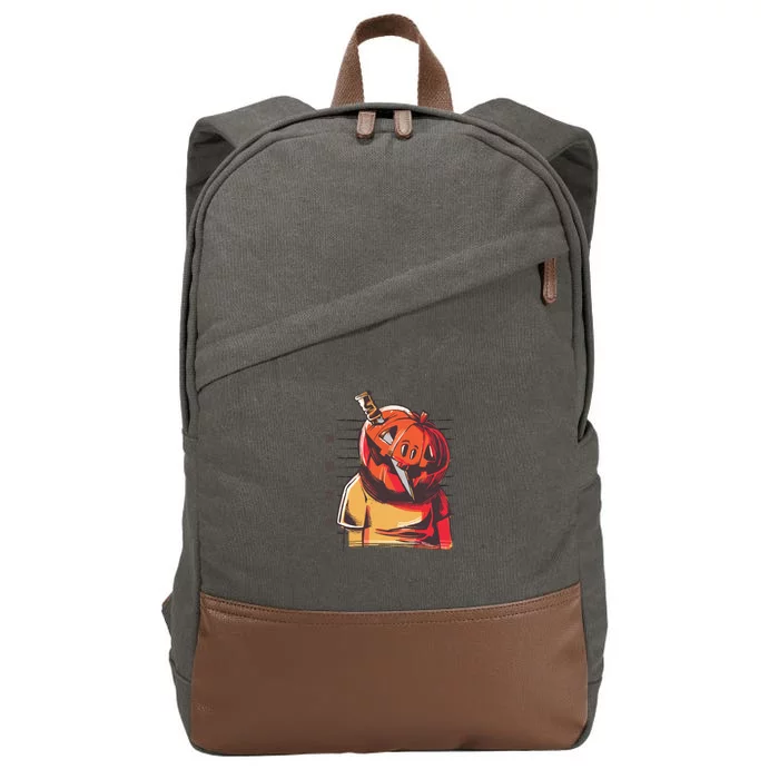 Prisoner Pumpkin Mug Shot Cotton Canvas Backpack