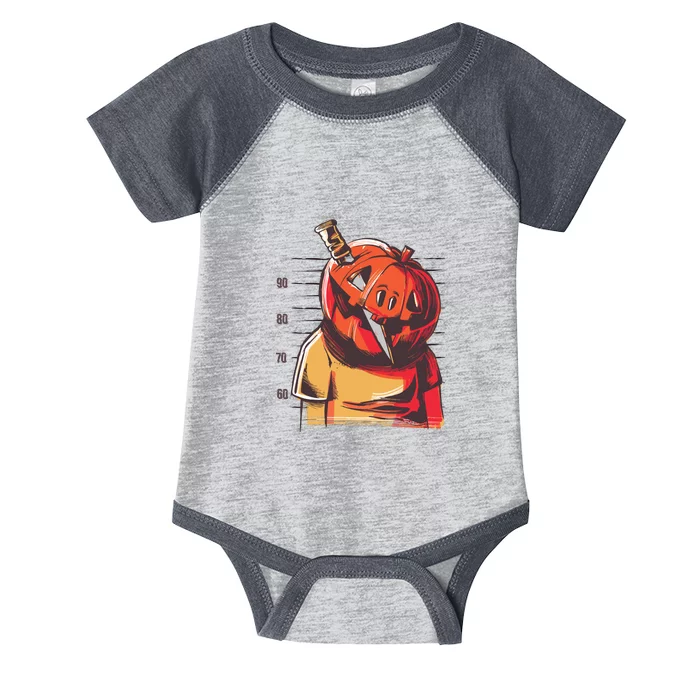 Prisoner Pumpkin Mug Shot Infant Baby Jersey Bodysuit