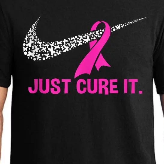 Pink Ribbon Just Cure It Support Breast Cancer Month Warrior Pajama Set