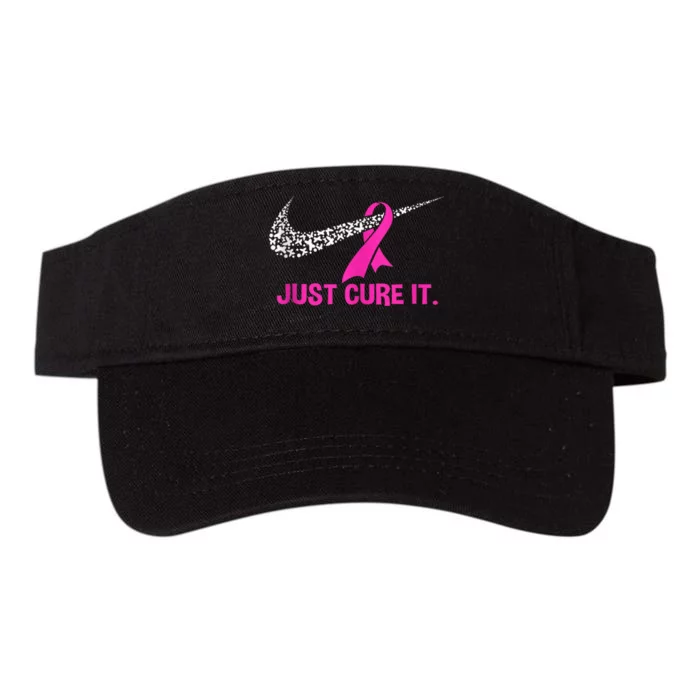 Pink Ribbon Just Cure It Support Breast Cancer Month Warrior Valucap Bio-Washed Visor