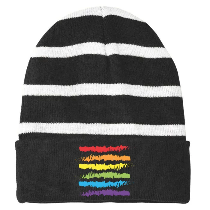 Pride Rainbow Lgbtq+ Love Is Love Striped Beanie with Solid Band