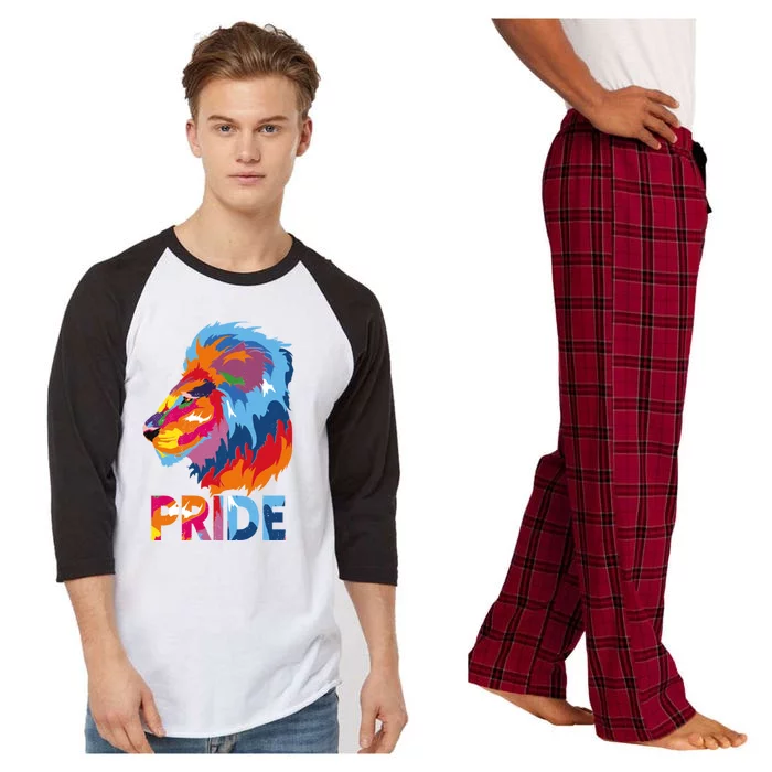 Pride Rainbow Lion Lgbt Gay Gift Raglan Sleeve Pajama Set