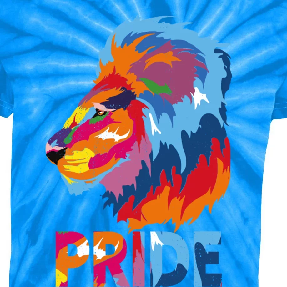 Pride Rainbow Lion Lgbt Gay Gift Kids Tie-Dye T-Shirt