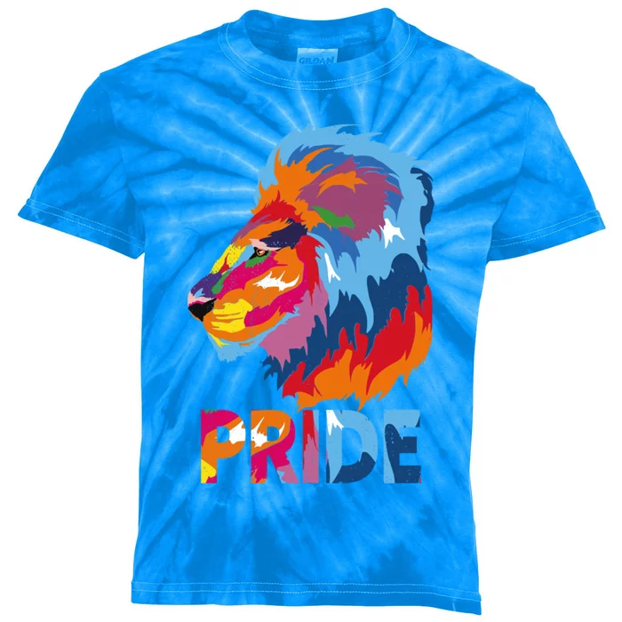 Pride Rainbow Lion Lgbt Gay Gift Kids Tie-Dye T-Shirt