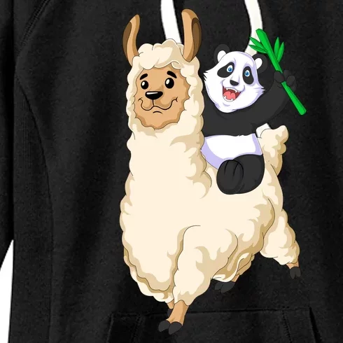 Panda Riding Llama Women's Fleece Hoodie