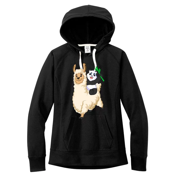 Panda Riding Llama Women's Fleece Hoodie