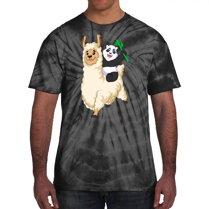 Panda Riding Llama Tie-Dye T-Shirt