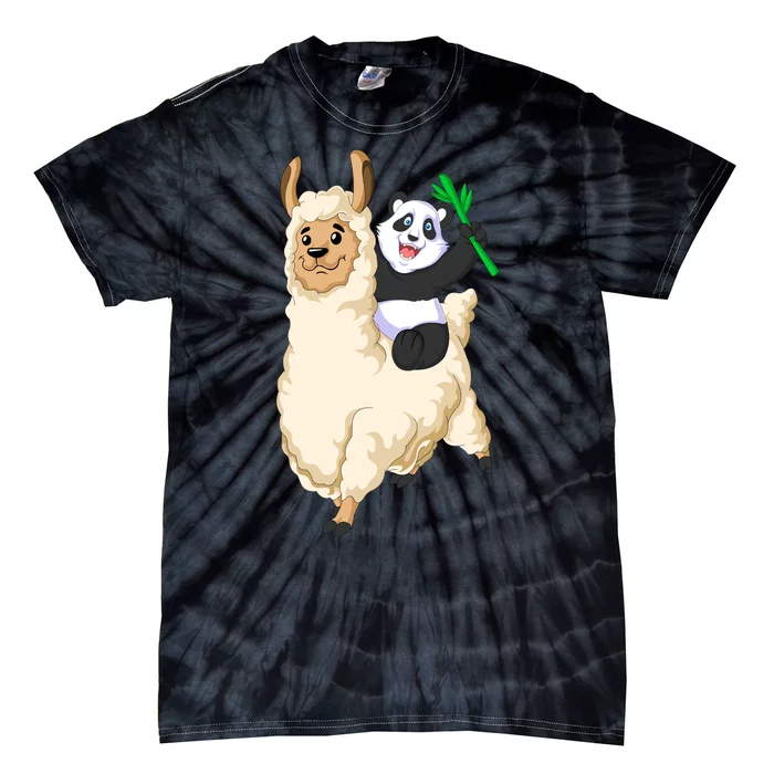 Panda Riding Llama Tie-Dye T-Shirt