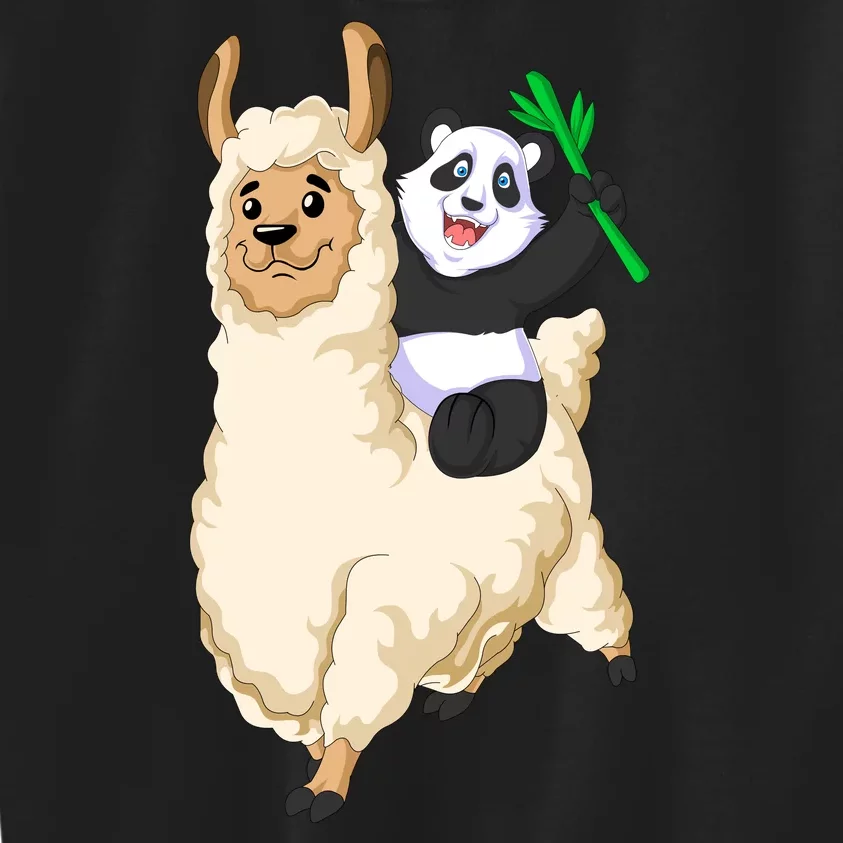 Panda Riding Llama Kids Sweatshirt