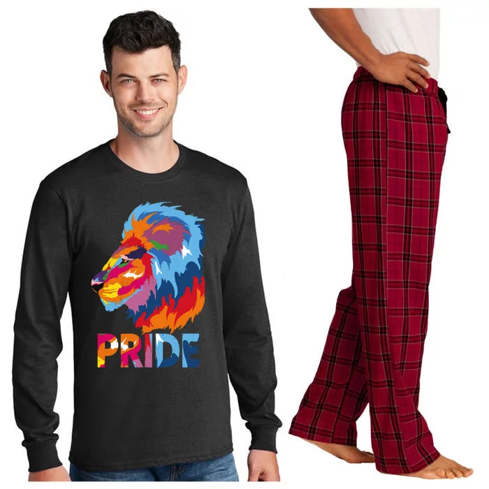 Pride Rainbow Lion Lgbt Gay Cool Gift Long Sleeve Pajama Set