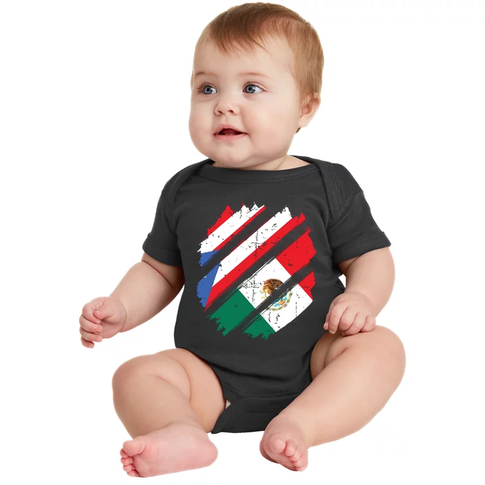 Puerto Rico Mexico Flag Patriotic Boricua Mexican Pride Baby Bodysuit