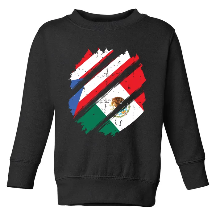 Puerto Rico Mexico Flag Patriotic Boricua Mexican Pride Toddler Sweatshirt