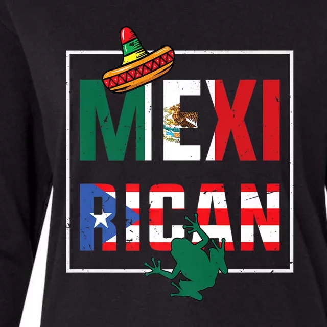 Puerto Rican Mexican Flag, Mexirican Half Puerto Womens Cotton Relaxed Long Sleeve T-Shirt