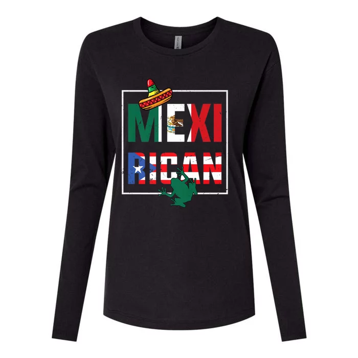 Puerto Rican Mexican Flag, Mexirican Half Puerto Womens Cotton Relaxed Long Sleeve T-Shirt