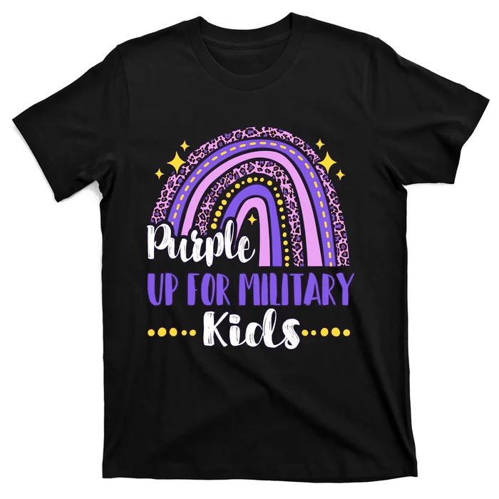 Purple Rainbow Military Child Purple Up For Military Child Military Mom T-Shirt