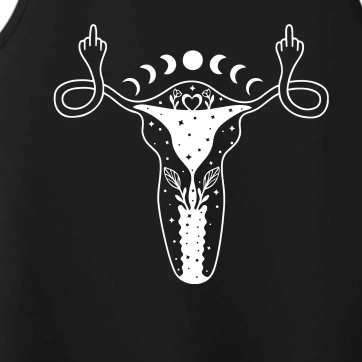 Pro Roe Middle Finger Uterus Womens Rights Performance Tank