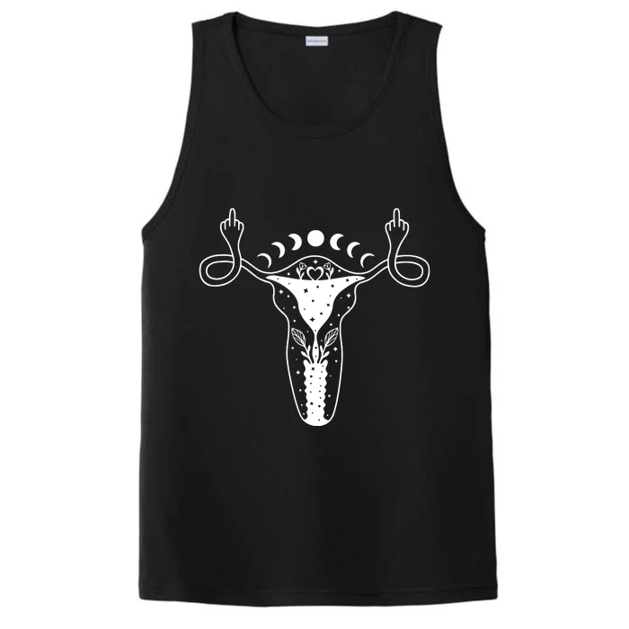 Pro Roe Middle Finger Uterus Womens Rights Performance Tank