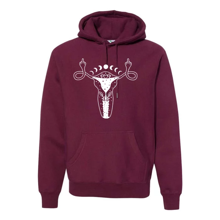 Pro Roe Middle Finger Uterus Womens Rights Premium Hoodie