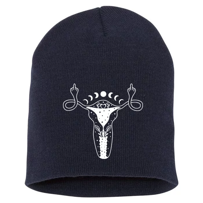 Pro Roe Middle Finger Uterus Womens Rights Short Acrylic Beanie