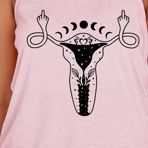 Pro Roe Middle Finger Uterus Womens Rights Women's Knotted Racerback Tank