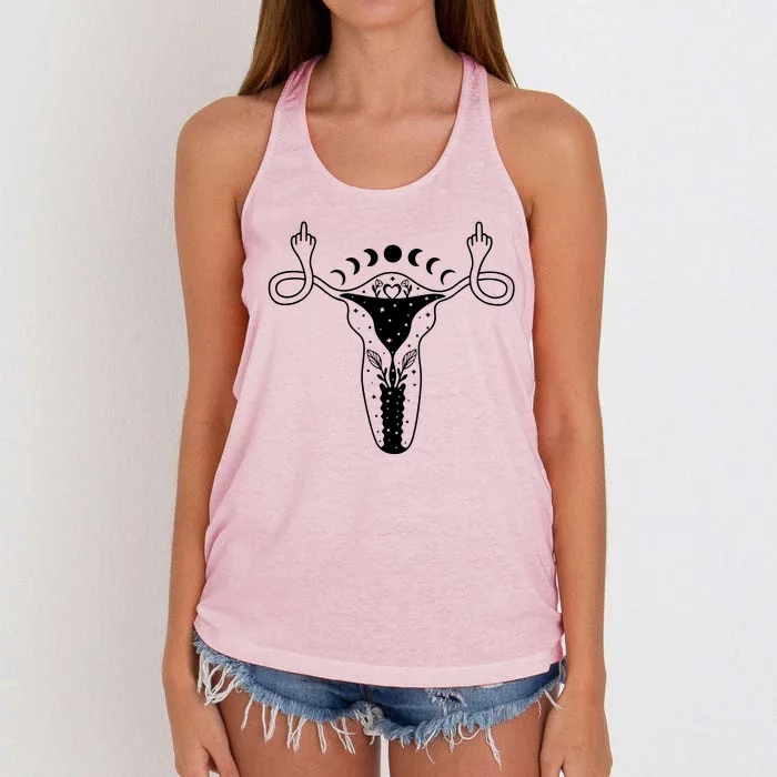 Pro Roe Middle Finger Uterus Womens Rights Women's Knotted Racerback Tank