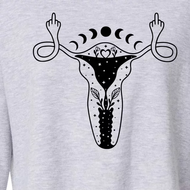 Pro Roe Middle Finger Uterus Womens Rights Cropped Pullover Crew