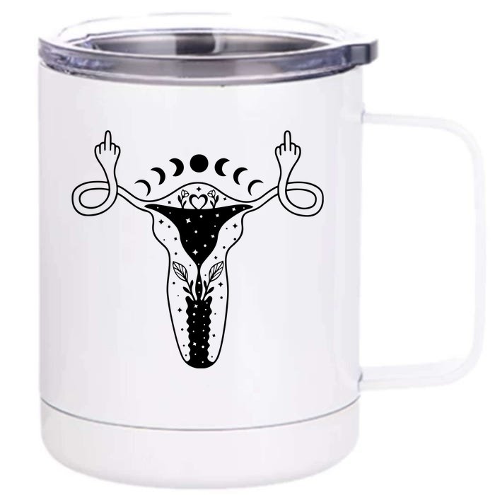 Pro Roe Middle Finger Uterus Womens Rights Front & Back 12oz Stainless Steel Tumbler Cup