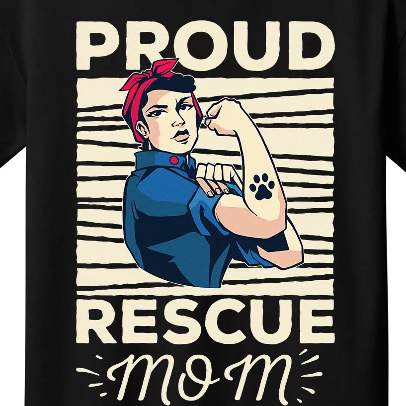 Proud Resuce Mom Dog Rescue Kids T-Shirt