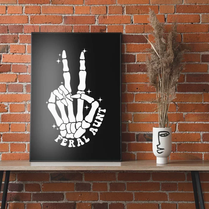 Punk Rock Mom Mother's Day Peace Skeleton Hand Feral Aunt Poster