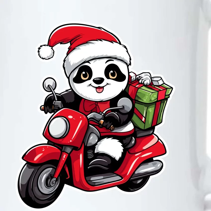 Panda Riding Motorcycle Xmas Holiday Panda Lover Christmas Gift Black Color Changing Mug