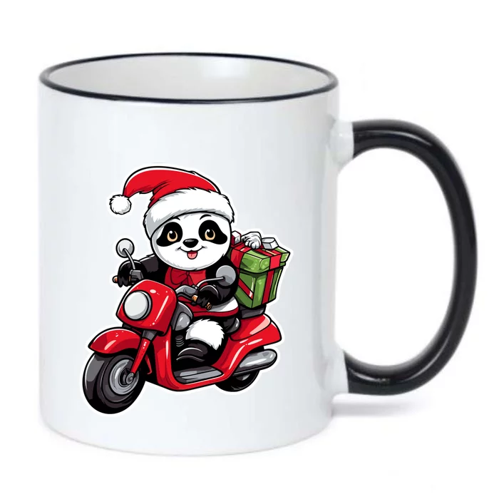 Panda Riding Motorcycle Xmas Holiday Panda Lover Christmas Gift Black Color Changing Mug