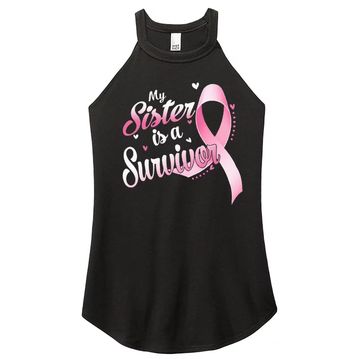 Pink Ribbon My Sister Is A Survivor Breast Cancer Awareness Women’s Perfect Tri Rocker Tank