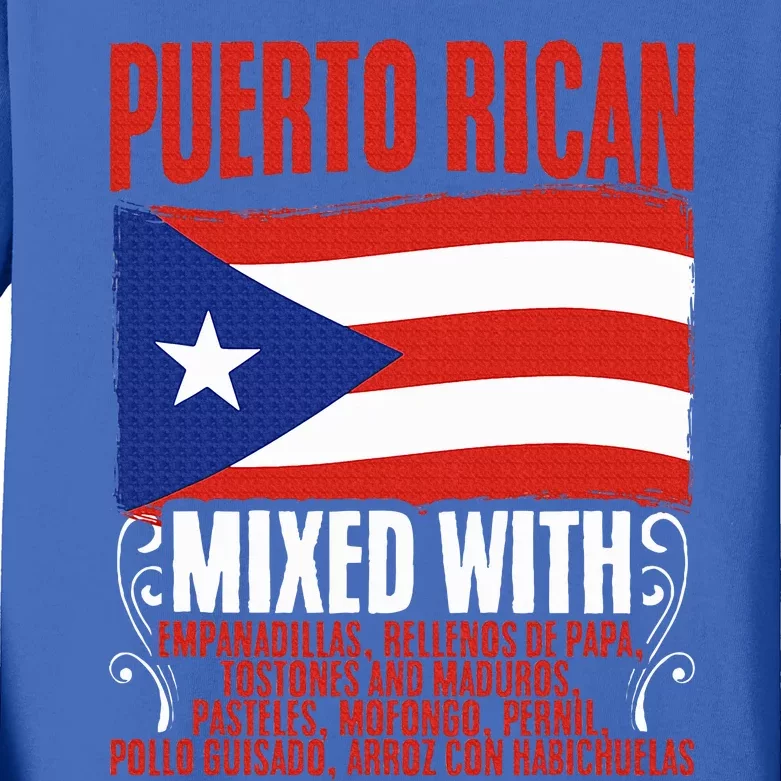 Puerto Rican Mixed With Rican Flag Pride Kids Long Sleeve Shirt