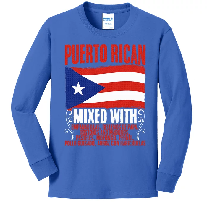 Puerto Rican Mixed With Rican Flag Pride Kids Long Sleeve Shirt